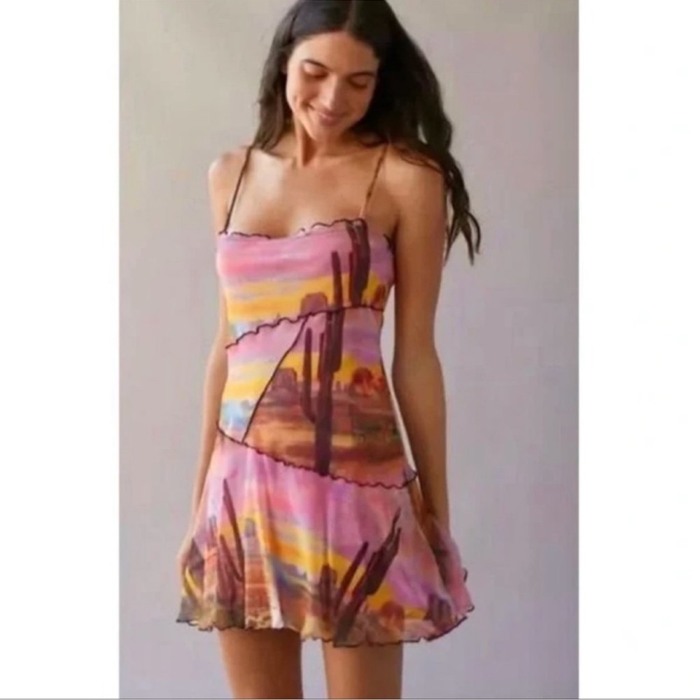 NWT UO Pink Mesh Mini Dress